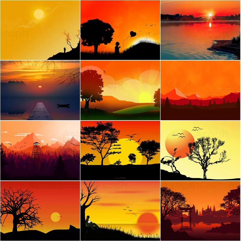 

Beautiful Scenery Sunset Diy Full Square and Round Art Diamond 5D Diamond Painting Embroidery Home Decoration Gift