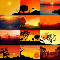 beautiful scenery sunset diy full square and round art diamond 5d diamond painting embroidery home decoration gift