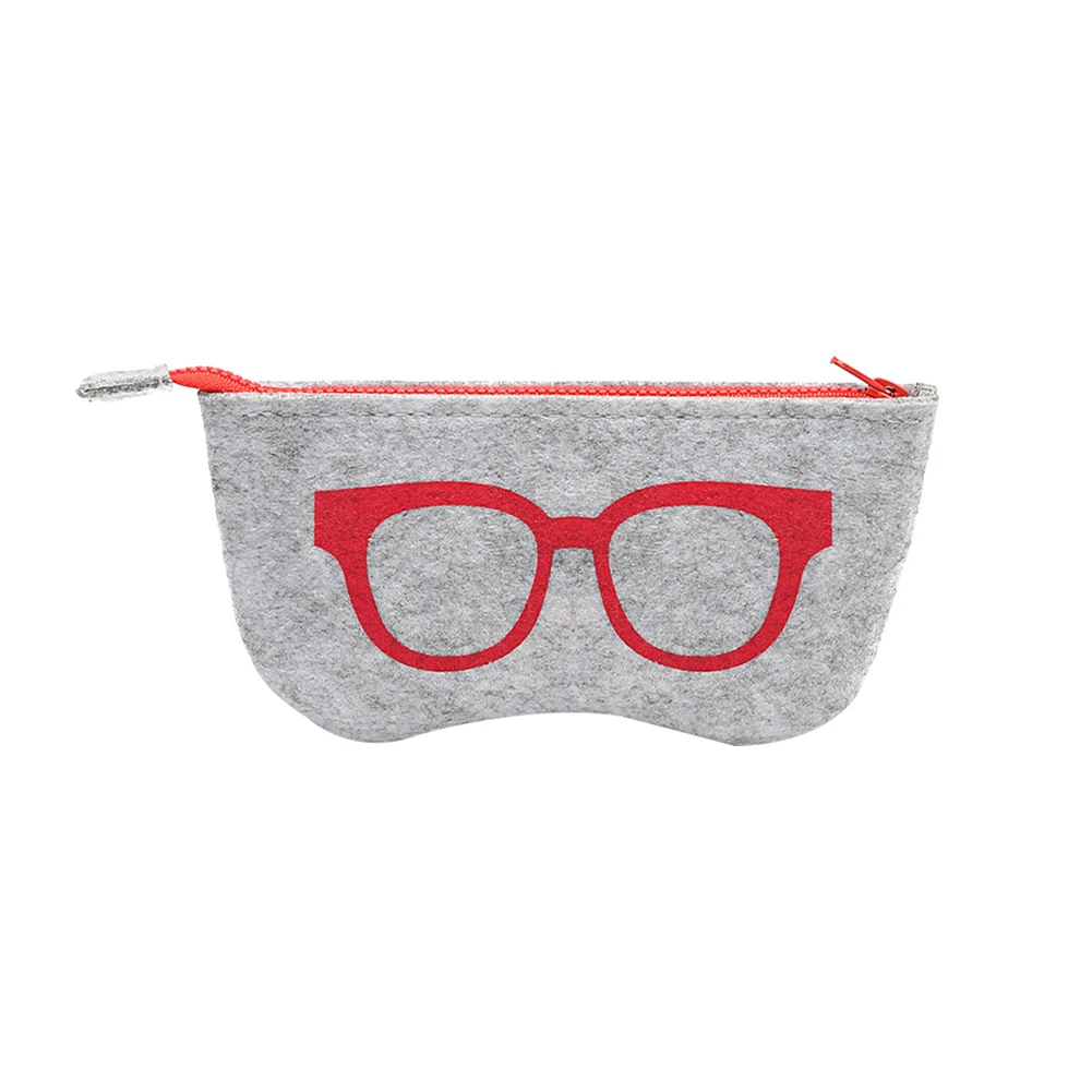 Сумка для очков Женская шерстяная фетровая портативный футляр на молнии