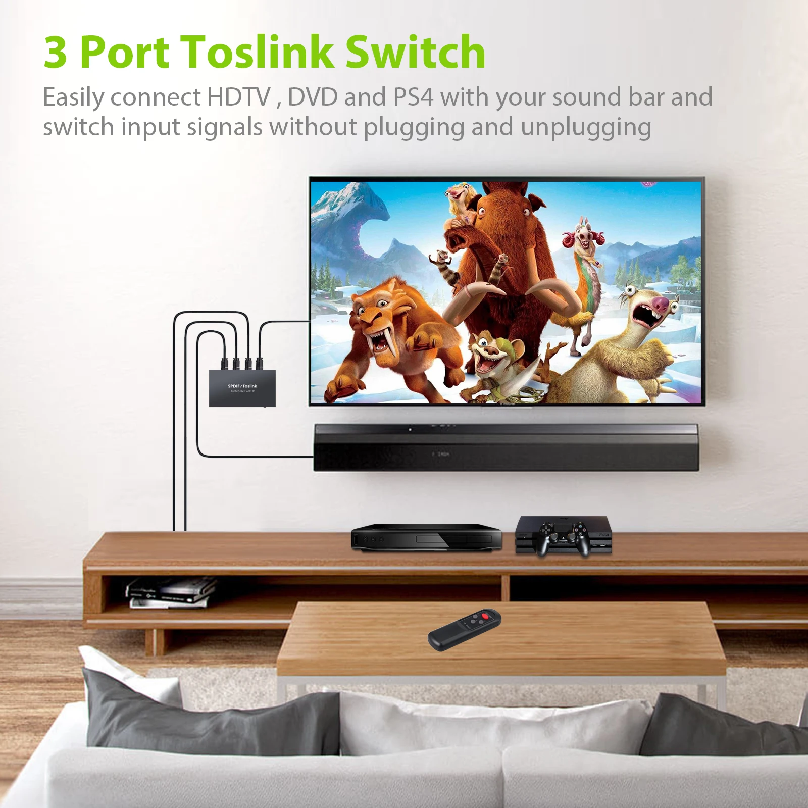 LiNKFOR 3x1 Цифровой оптический аудиопереключатель SPDIF Toslink переключатель SPDIF/Toslink с ИК