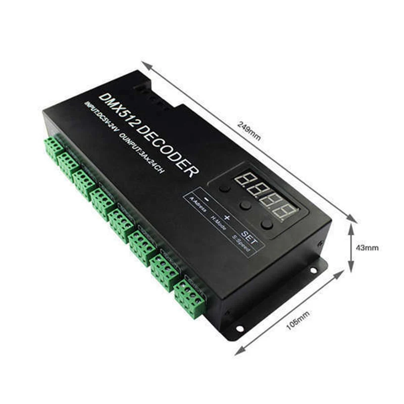 DC 5V 12V 24V 24 Channel 3A/CH светодиодный DMX 512 декодер контроллер сигнальный