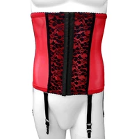 sissy slimming corset cincher shaper body shapewear with garters mens lace sexy underbust club see through tummy belt girdle