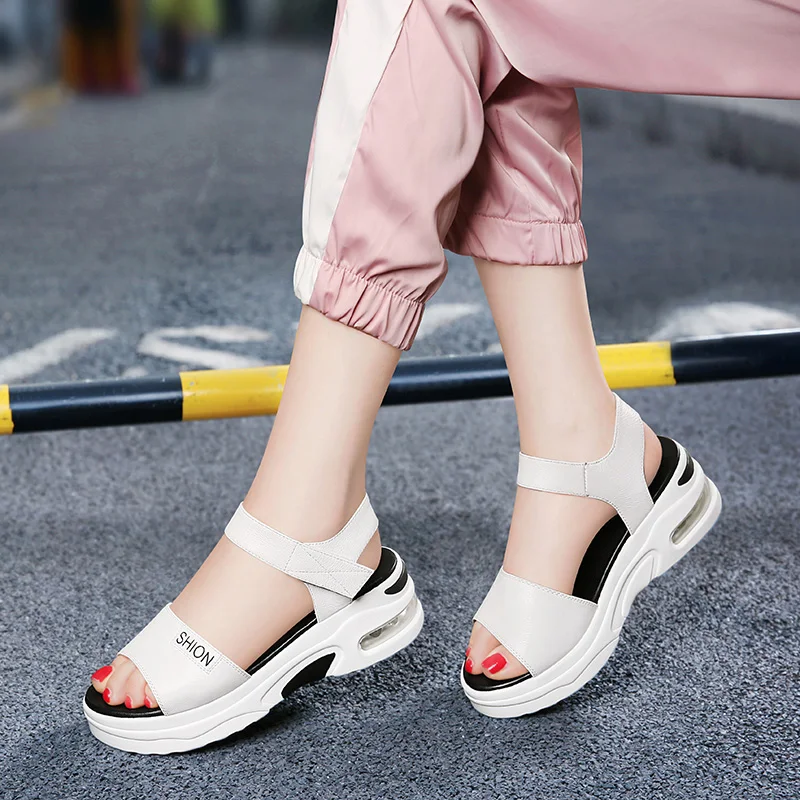 

High-Heeled Sandals Thick Crust Muffin Beach Sandals Word Buckle Sandals Wild