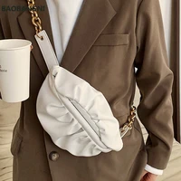 small pu leather crossbody bag female handbags and purses fashion womens chain folds designer shoulder bags