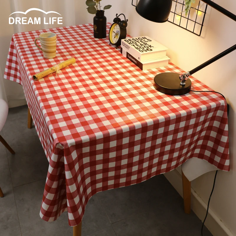 

Клетчатый кухонный декор, скатерть из ПВХ, скатерть для пикника в деревенском стиле, скатерть для столовой, журнального столика, украшение д...