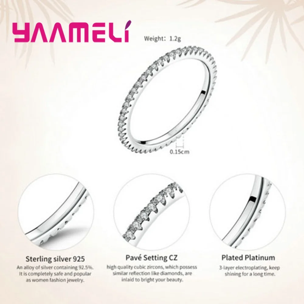 Лидер продаж круглые кольца с фианитом простые красивые Штабелируемые Свадебные