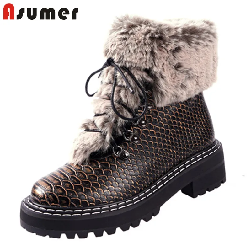 

Женские ботильоны на шнуровке ASUMER, на платформе и квадратном каблуке, удобные зимние ботинки, 2021