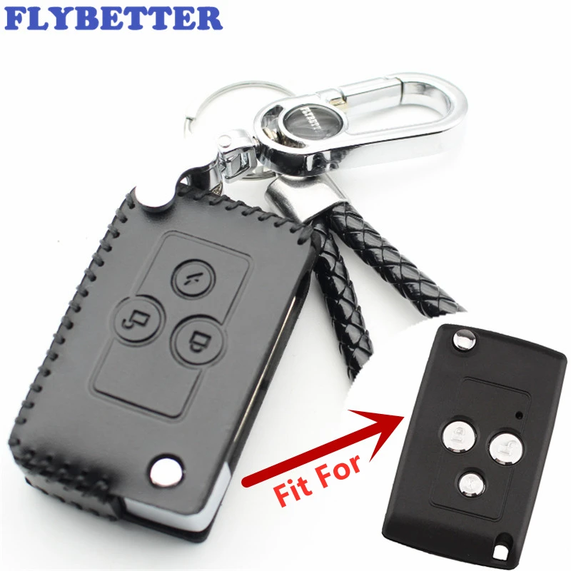 

FLYBETTER Genuine Leather 3Button Flip Key Case Cover For Lada Priora/Niva/Granta/Samara/Xray/Sedan Car Styling (B) L187