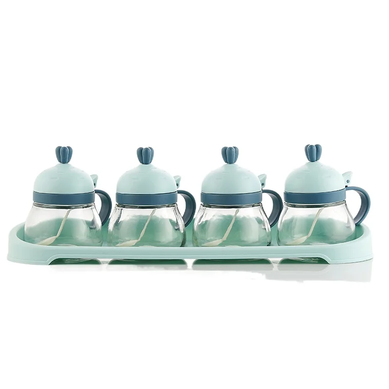 

Семейный набор, встроенная кухня с четырьмя ячейками для хранения соли MSG, Диспенсер приправ