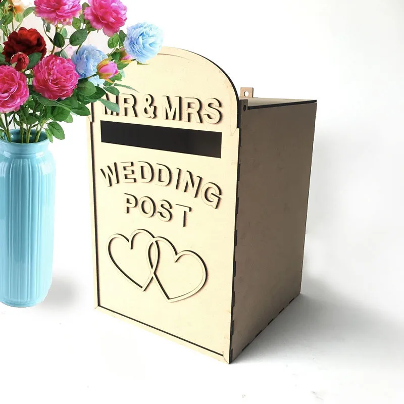 Новый деревянный ящик Свадебные принадлежности DIY пара Mr Mrs Свадебный почтовый с