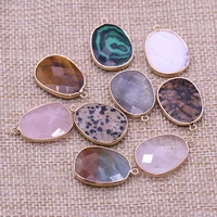 natural stone pendants malachites turquoises gold plated crystal charms for jewelry making necklace earrings crafts