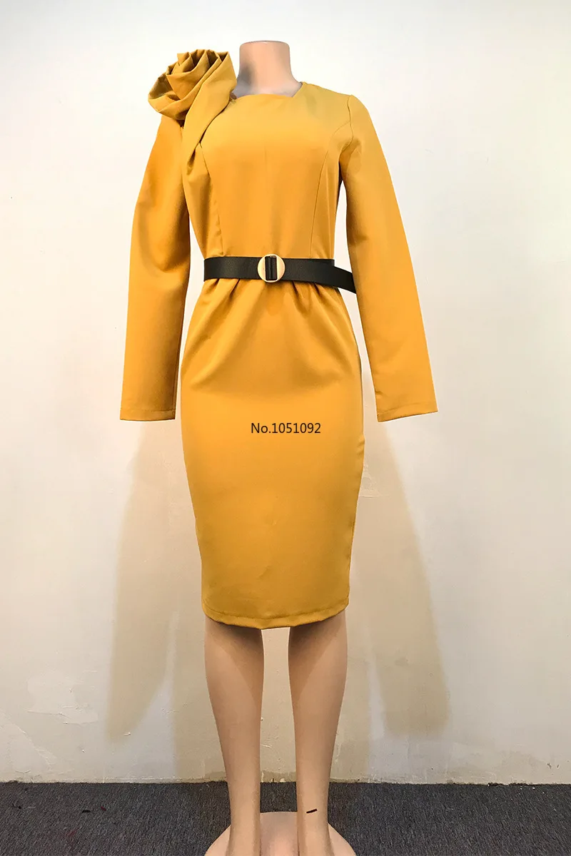 Элегантное женское Платье До Колена из полиэстера с круглым вырезом и длинными