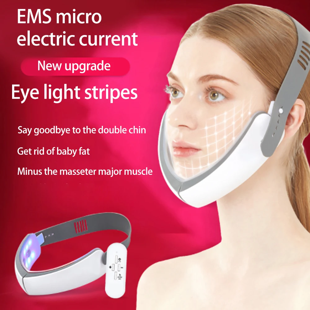 Satin Al 2 In 1 Yüz Kaldırma Cihazı Kaldırmak Masseter Kasları Soğuk Lipoliz Cihazı Renkli ışık V Yüz Ve Göz Masajı Güzellik Enstrüman