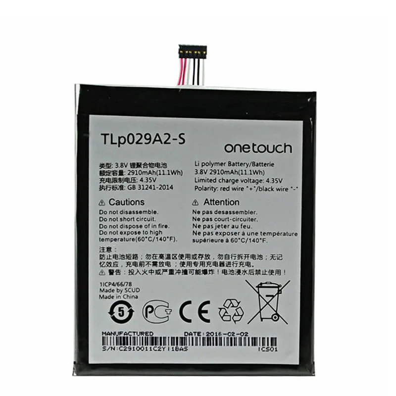 Аккумулятор TLp029A2 для Alcatel OneTouch Pop 3 2910 мА/ч аккумулятор 5 дюйма I806 3G 5025 5025E 5025X 6045Y 6045K