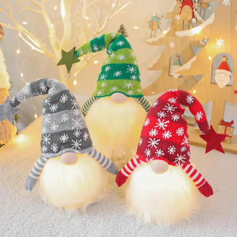 

Christmas LED Faceless Doll Decoration Glowing Dwarf Plush Doll Ornament Decoration Nordic Shine Gnome Old Man Dolls X'mas Decor
