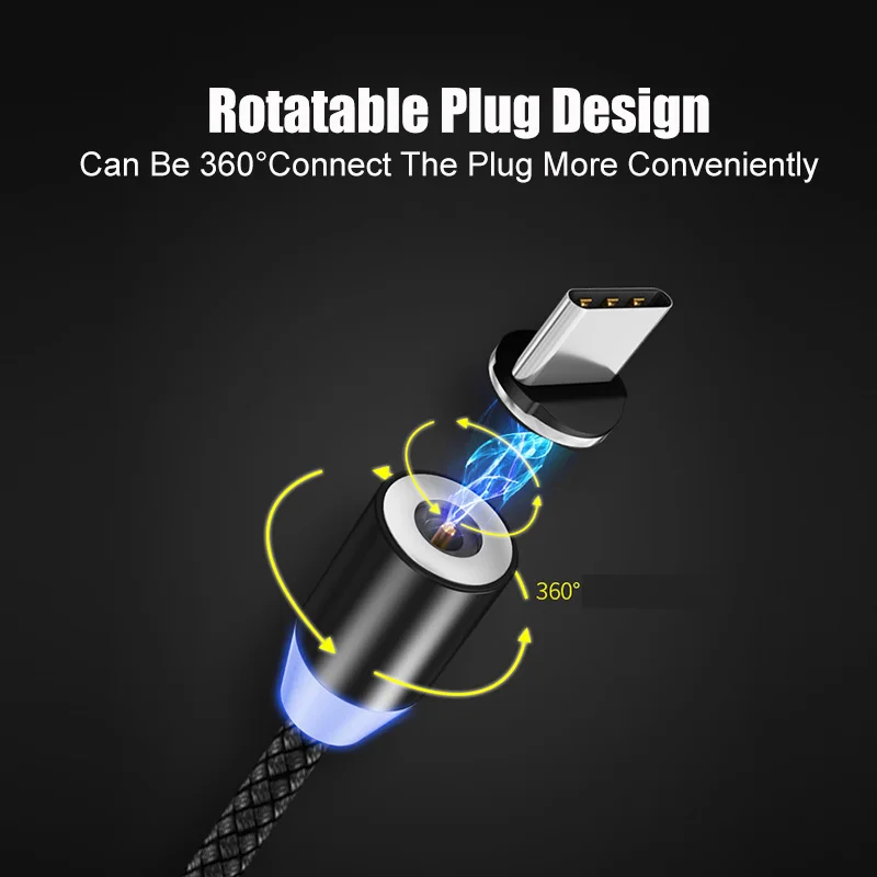 2.4A Магнитный usb кабель Micro USB Type C для быстрой зарядки магнит зарядное устройство