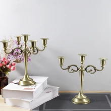 IMUWEN Silver/Gold/Bronze/Black Metal Pillar Candle Holders Candlestick Wedding Stand For Mariage Home Decor Candelabra Stand