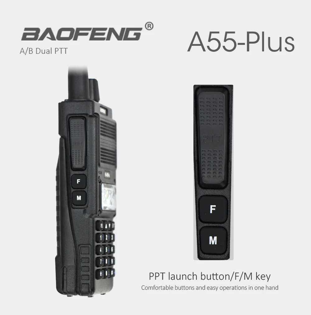 Baofeng BF-A55 Plus Walkie Talkie двухдиапазонный VHF/UHF 136-174/400-520 МГц 8 Вт мощность передачи 128CH Охота CB Ham радио сканер