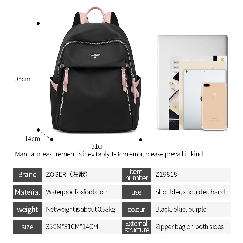ZOGERmochila feminina new Oxford cloth casual simple backpack fashion canvas bag travel bag mochila mujer