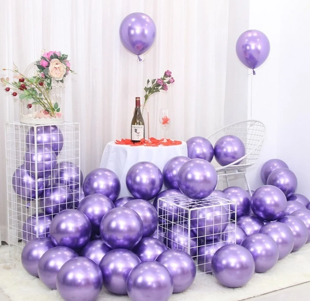 

10pcs 1.8g Net Red Thick Metal Rose Gold Balloon Birthday Wedding Room Layout 10 Inch Chrome Balloon