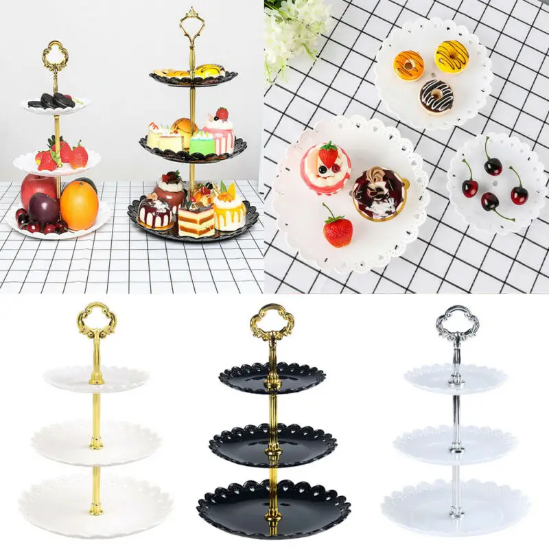 

3 Tier Cake Stand Afternoon Tea Wedding Plates Party Tableware New Bakeware Plastic Tray Display Rack Cake Decorating Tools