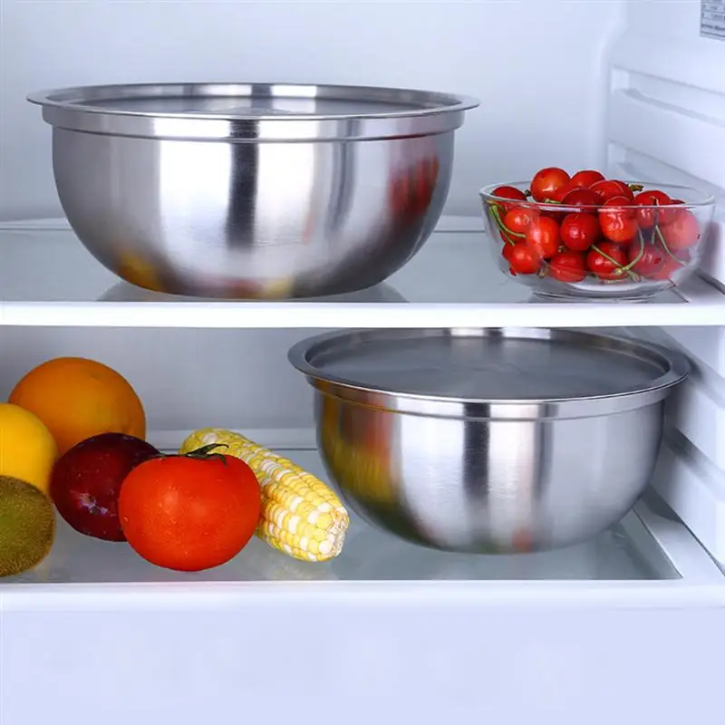 Vegatable тазик из нержавеющей стали с крышкой круглая миска для смешивания