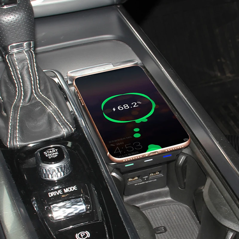 car qi wireless charger for volvo xc90 s90 v90 xc60 v60 c60 2018 2019 2020 charging plate wireless phone charger accessories free global shipping