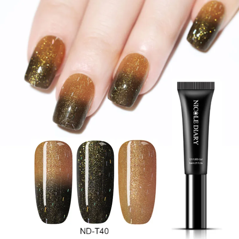 NICOLE DIARY Хамелеон термальный гель меняющий цвет Лак для ногтей Блеск температура