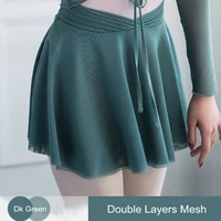 2 layes mesh womens pull on ballet skirt dance chiffon skirt for women with v waist girls ballet chiffon tutu