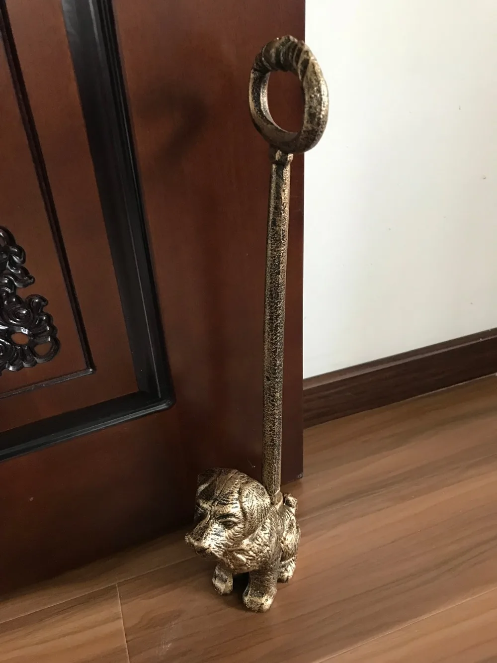 Винтажный деревенский Ретро потертый шик старинная фигурка собаки дизайн ручной работы чугунная дверная пробка с длинной ручкой