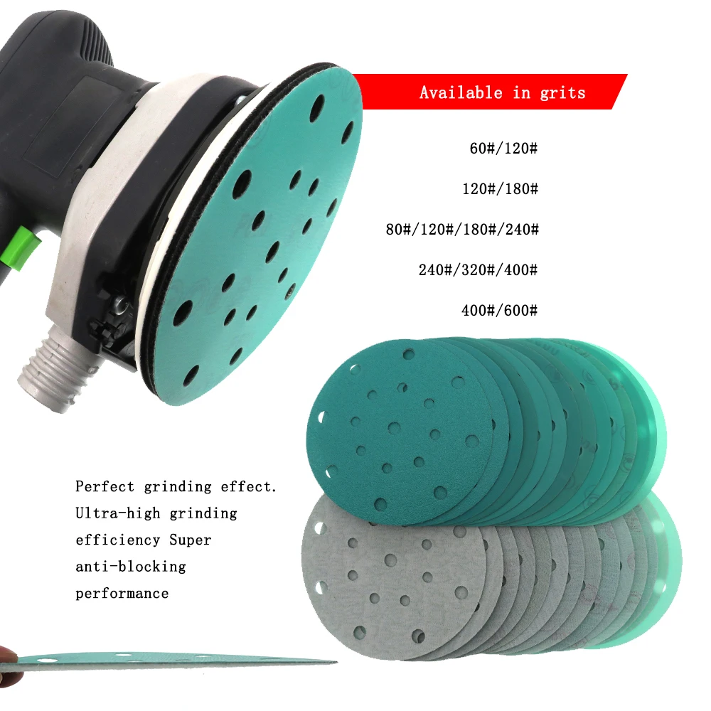6 дюймов 150 мм 17 отверстий 60-2000 Грит крючок и петля ПЭТ пленка из оксида алюминия