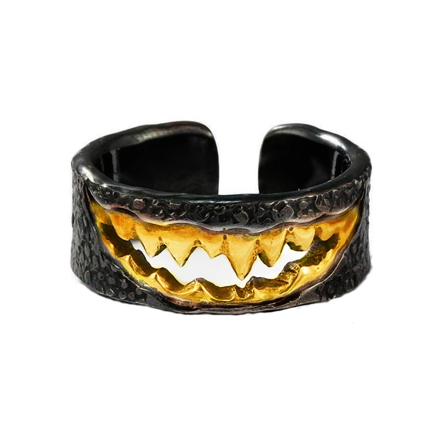 

Mens for Ring Creative Design Opening Adjustable Size Hip Hop Punk Tooth Ring Domineering Retro Jewelry Gift