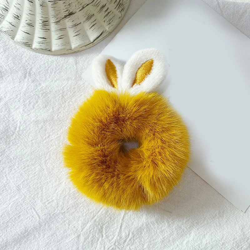 

Lovely Hair Tie Imitation Rabbit Fur Rabbit Ears Elastic Hair Band Fluffy Hair Ring Candy Color Hair Accessories Plush Hair Rope