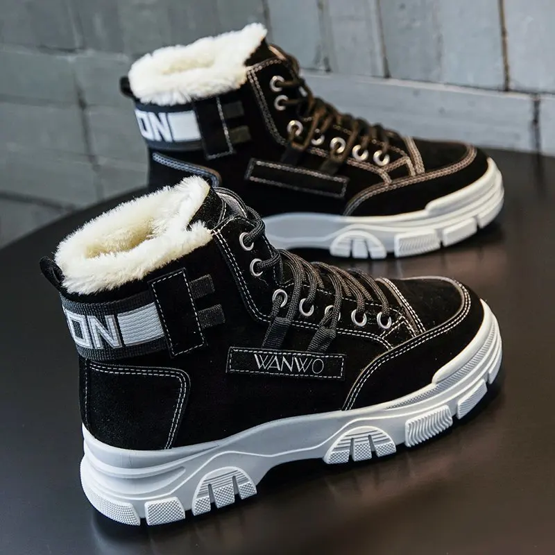 

Women Casual Shoes New Suede Leather Fashion Women sneakers Shoes Flats Platform Warm Plush Women Shoes High Top Winter shoes