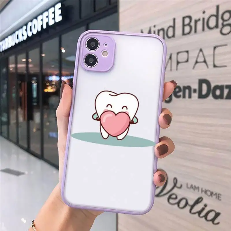 

dental implant Dentist Dental Teeth Phone Cases matte transparent For iphone 7 8 11 12 plus mini x xs xr pro max cover