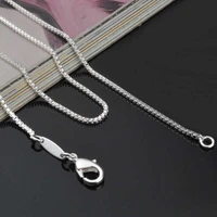chain gift silver plated box solid for women jewelry 2mm necklace 16 24