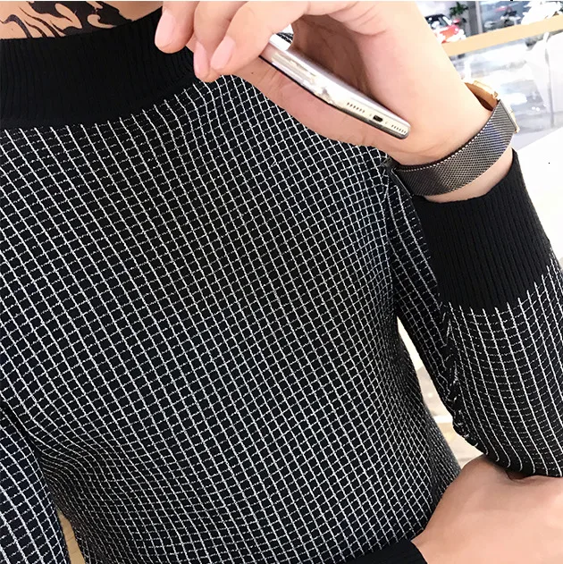 Sueter Hombre свитер с длинным рукавом в клетку мужской Ropa Invierno Осенний пуловер для