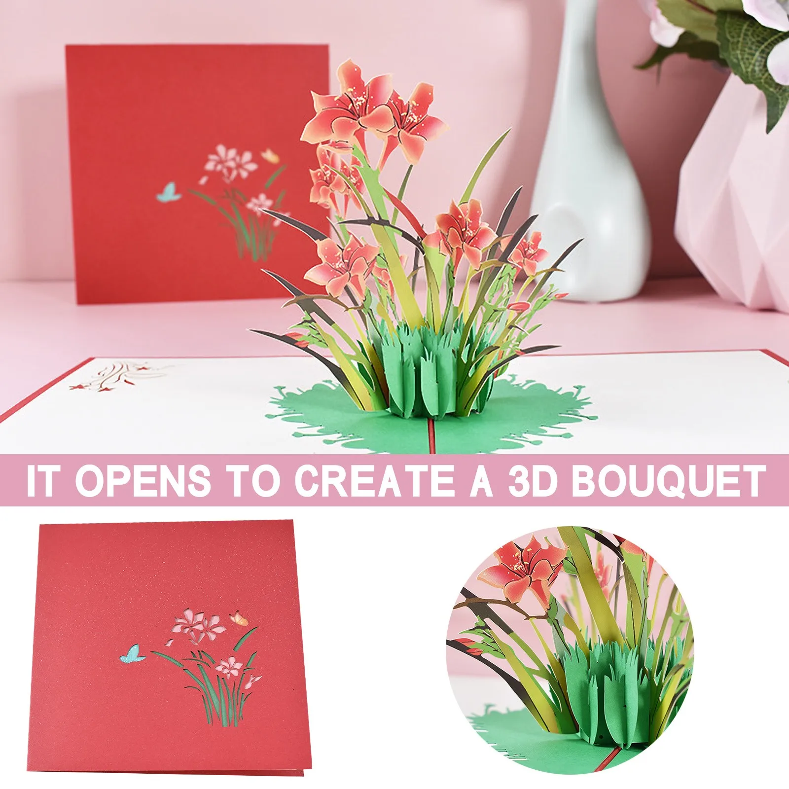 

Mother's Day Flower Pop-up Card-3D Card Spring Mother Greeting Card