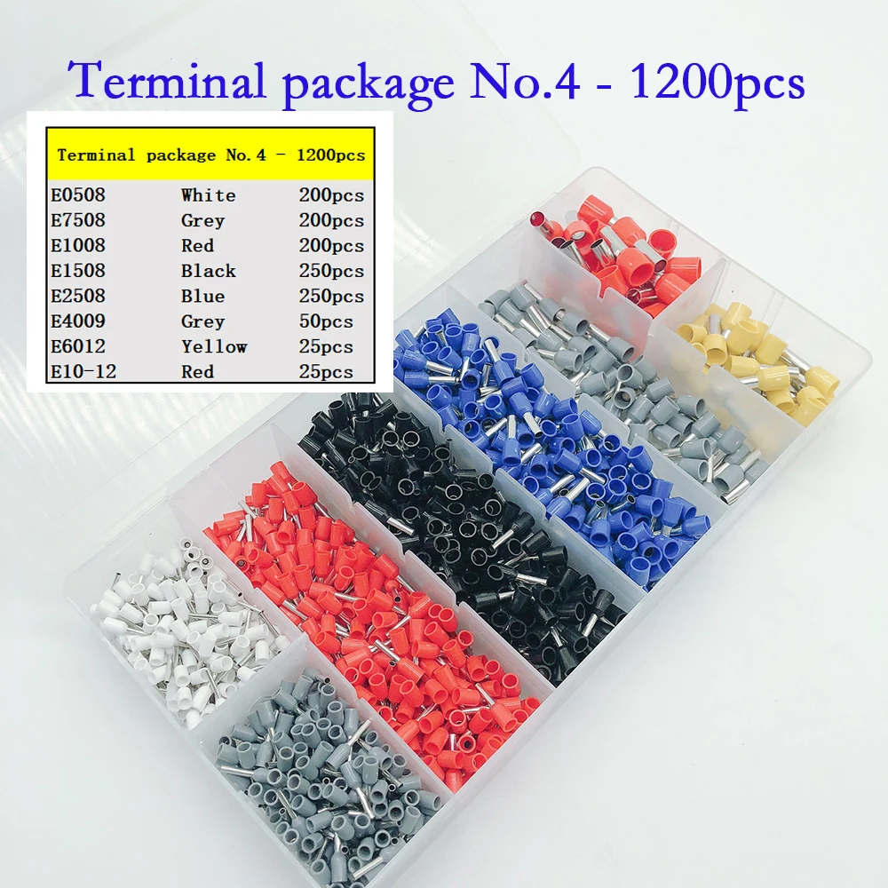 

1200pcs Assorted Full Insulated E Set Terminals Connectors Electrical Crimp Spade Ring insulated terminals Cord terminals