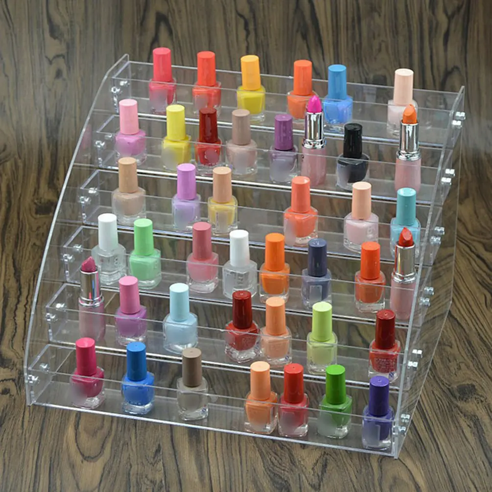 

Clear Plastic Nail Polish Rack Cosmetic Acrylic Display Rack Holder Manicure Organizer Storage Shelves Lipstick Storage Rack