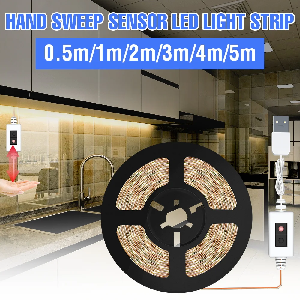 

DC5V LED Light Strip USB Hand Sweep Sensor Lamp LED TV BackLight Diode Tape 0.5M 1M 2M 3M 4M 5M 2835 Waterproof Tira LED Bedroom