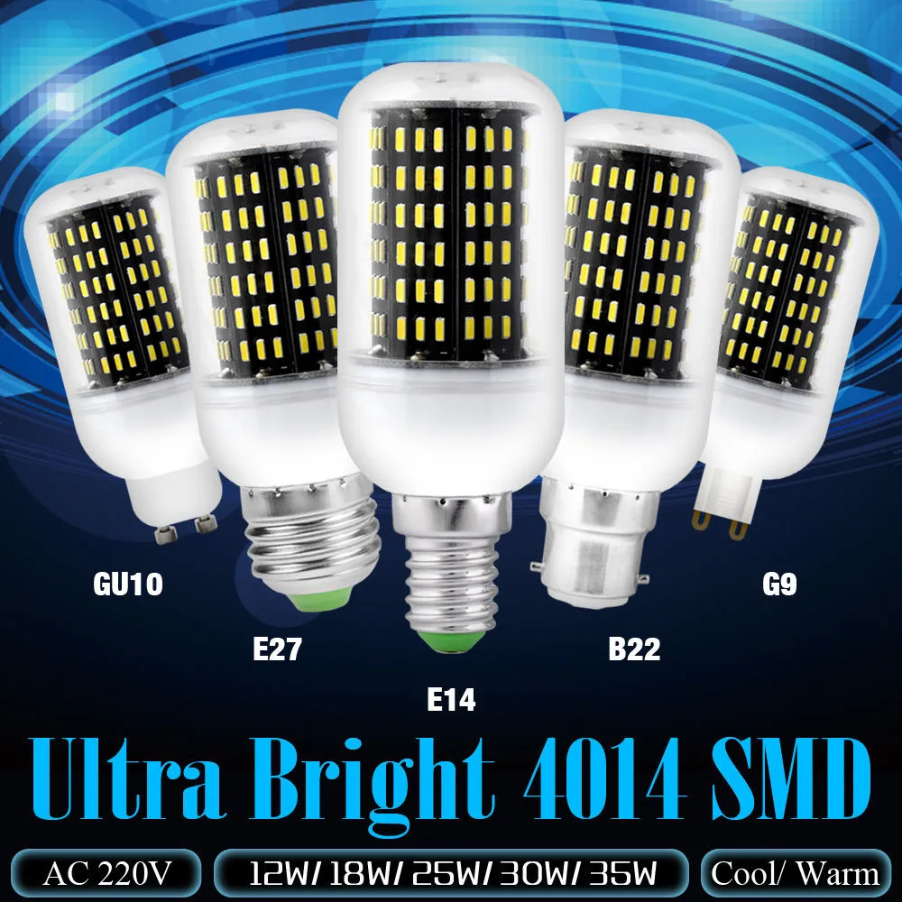 

E27 B22 LED Bulb 4014 SMD Non-dimmable Corn Lamp Bulb Home Light Bulbs 30W
