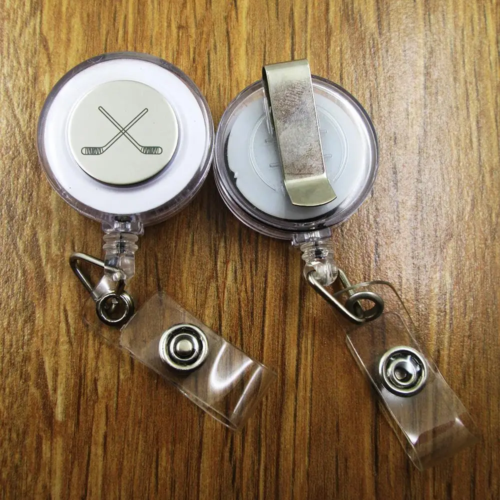 Хоккейные палочки ID Badge Reel подарок для Него/ее друга семьи выдвижной recoil id бейдж