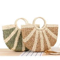 casual hand woven simple hand carrying summer straw bag beach photography womens handbags