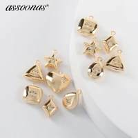 assoonas m1050jewelry accessories18k gold platedzirconscharmsjump ringdiy necklace pendantsjewelry making10pcslot