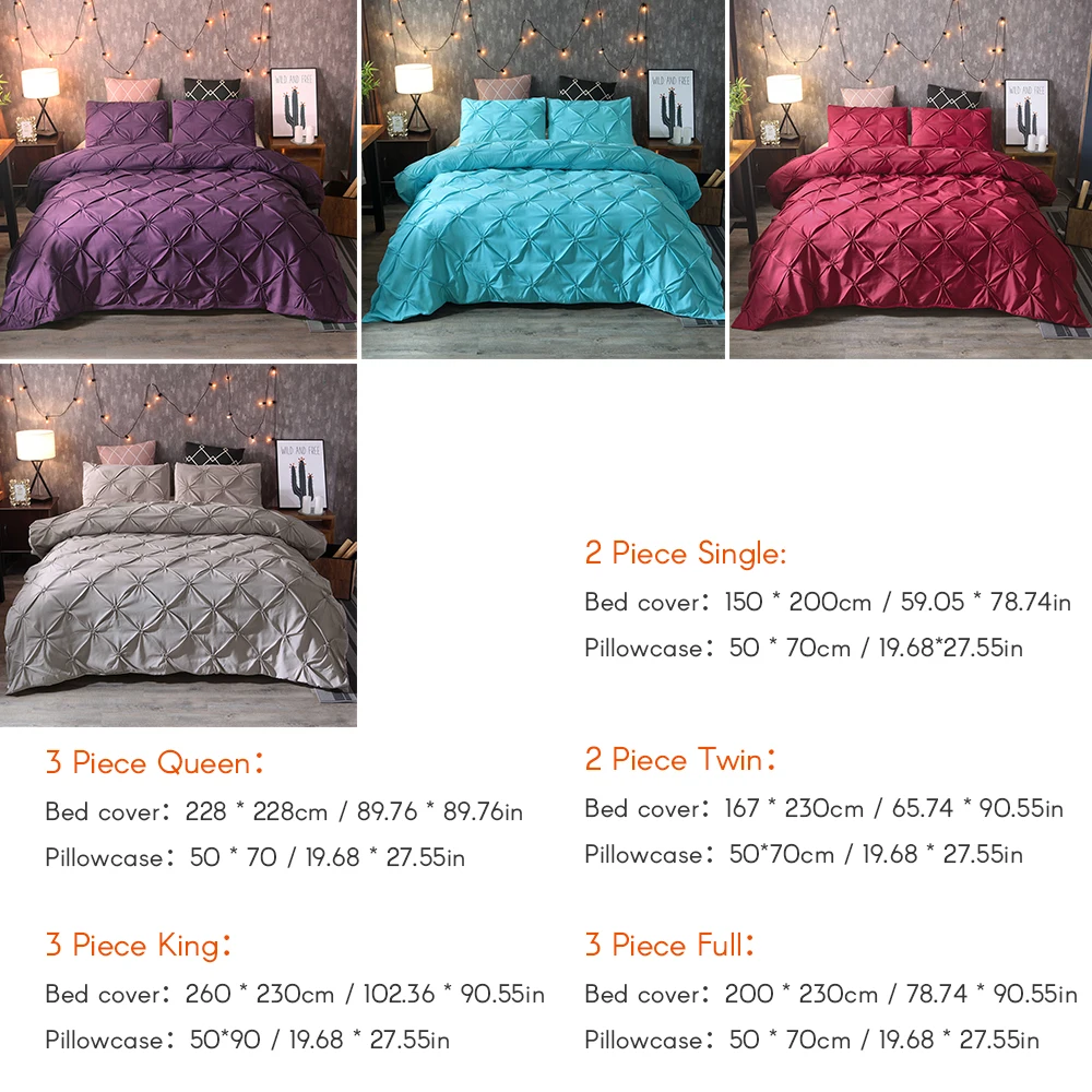 

Luxury Bedding Set Duvet Cover Pinch Pleat Brief Bedding Set Queen King 3Pcs Bed Linen Set Comforter Cover Set With Pillowcase