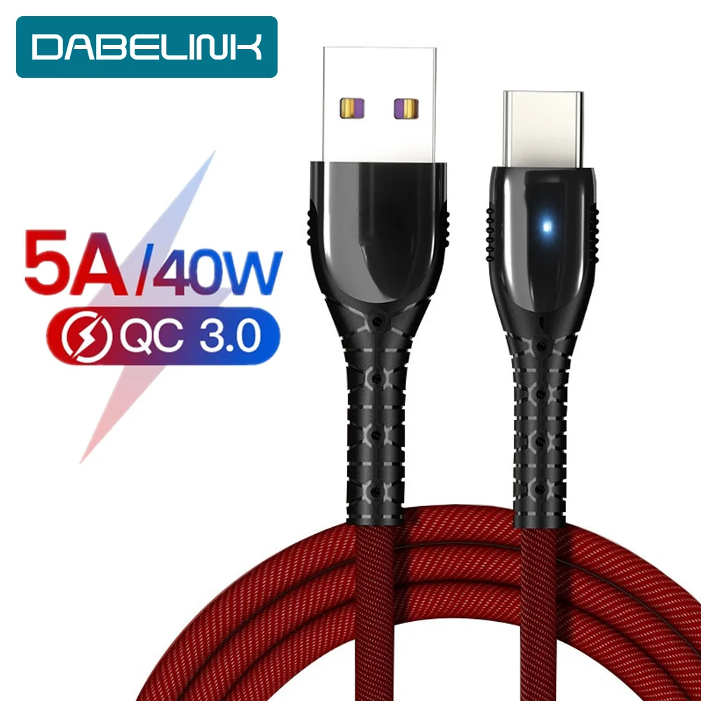 USB C Type кабель 5A 40 Вт QC 3 0 Для Huawei Mate 30 Кабель для быстрой зарядки зарядного