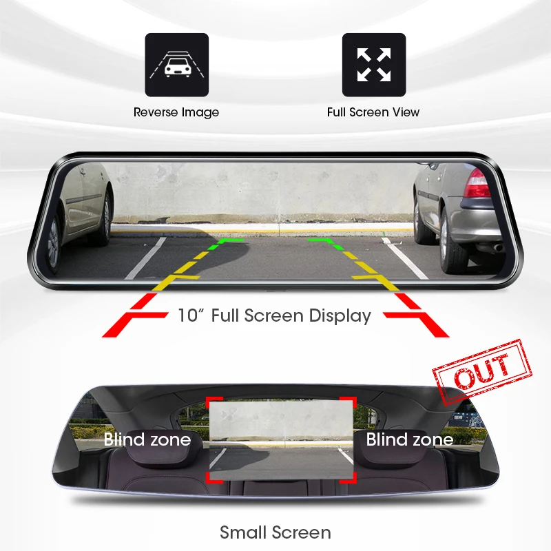10 &quotАвтомобильный видеорегистратор с сенсорным экраном 1080P фронтальная/задняя