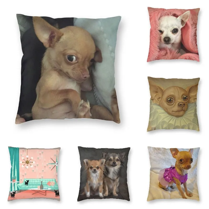 

Наволочка для подушки Чихуахуа 40x40 см в скандинавском стиле, домашняя декоративная Подушка для домашнего декора с милым щенком, двухсторонн...