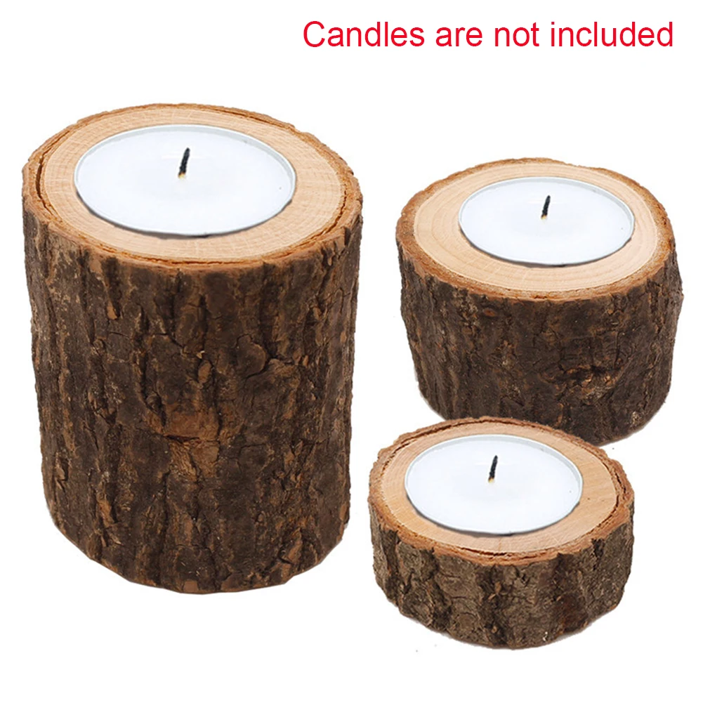 Set Of 3 Natural Romantic Handmade Home Decor Dinner Candle Holder Table Party Tea Light Wedding Rustic Wooden Ornament | Дом и сад